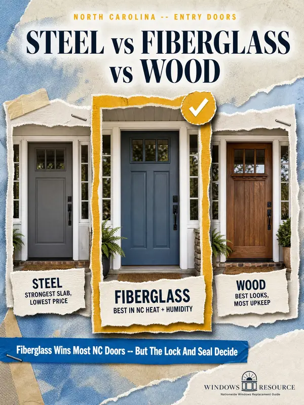 Entry Doors in NC — Steel vs Fiberglass vs Wood