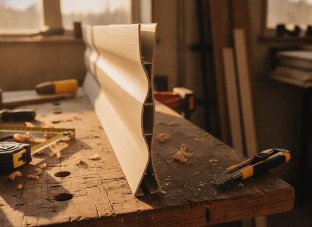 Builder-grade vinyl bows under its own weight — thin is what cheap buys.