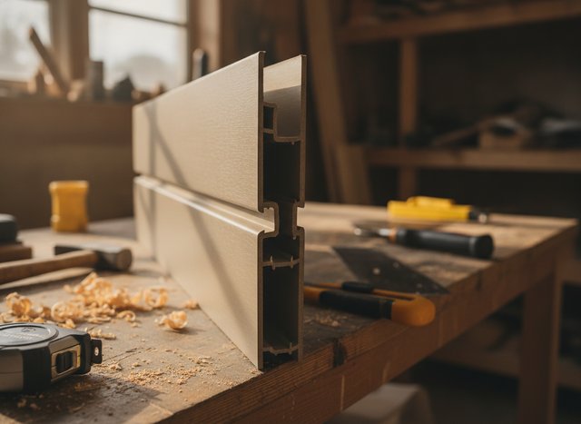A premium panel's heavier cross-section — stiffer against sun and wind.