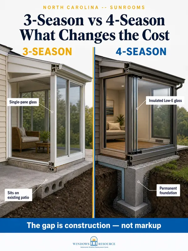 3-Season vs 4-Season Sunroom: What Actually Changes the Cost