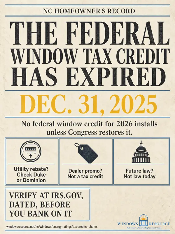 The Federal Window Tax Credit Expired — Dec 31, 2025
