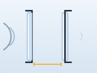 Cross-section of a storm window or insert: a second pane set in front of the primary window with a deep air gap between them.