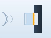 Cross-section of a sash edge sealing into the frame with a compressed gold weatherstrip, stopping air and sound at the seam.