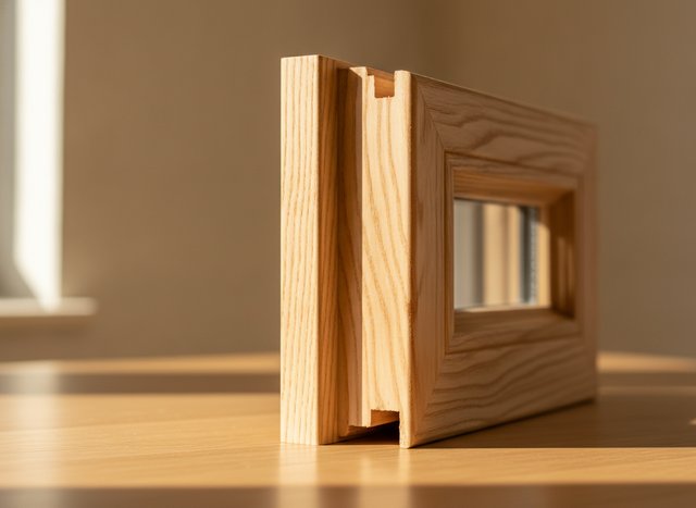 A wood corner with real grain — the premium look that asks for upkeep.