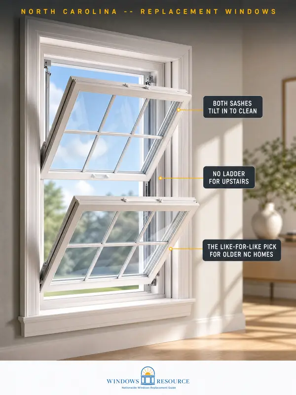Double-Hung: Both Sashes Tilt In To Clean