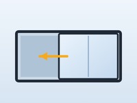 Slider window with one sash glided sideways over the other — about half the unit opens, in a wide short frame.
