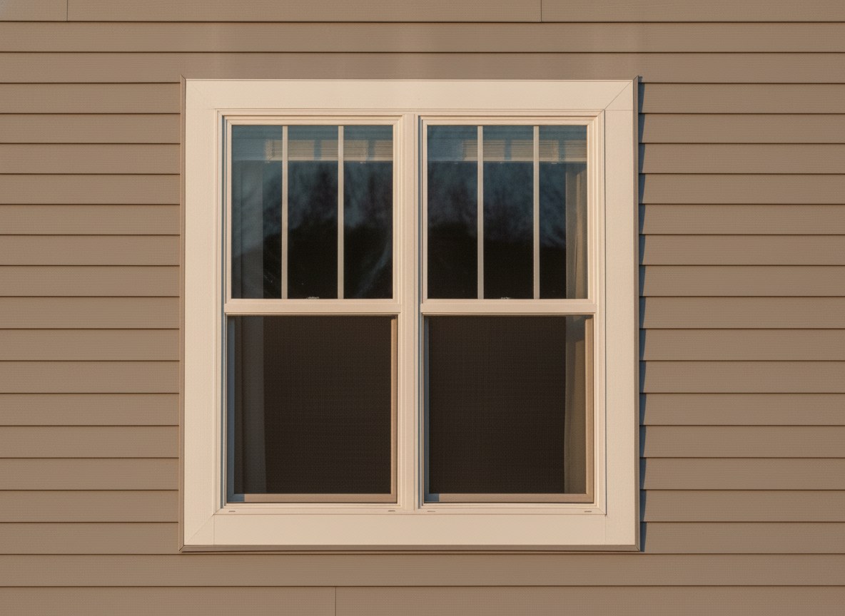 A double-hung with the bottom sash raised — both sashes move, and both tilt in.
